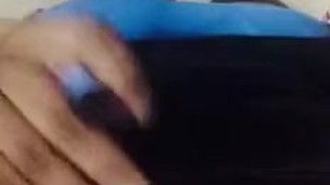 Black ebony BBW smoking in mask rubbing pussy
