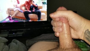 stroking my cock n watching porn