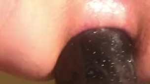 huge manolith dildo in my ass and then my pussy