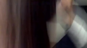 Slim brunette sucks her boyfriend