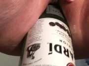 Riding rum bottle in my ass with squirting