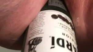 Riding rum bottle in my ass with squirting