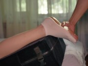 Perfect Teen Feet Soles and Long Toes Worship Licking Rubbing to Cumshot 4K 16/16