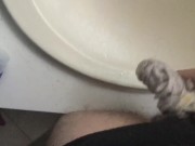 Lubed-up panties and toothbrush on ass—huge cumshot!