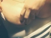 Playing with my tits and nipples with lotion and vibe till I cum 2/16