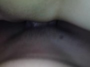 Massive cream pie from tiny asian pussy, covers fat white cock 13/16