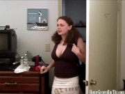 Naturally busty redhead sucking and fucking