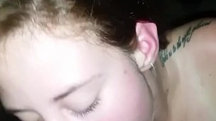 Sucking his cock out on the back porch