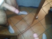 Cumming twice in front of a mirror