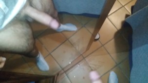 Cumming twice in front of a mirror