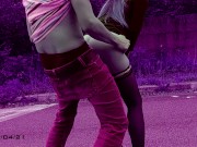 Scopata veloce in autoreggenti in mezzo alla strada per un po' di sborra 15/16