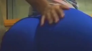 Twerking my fat ass in a blue thong