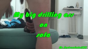 Drilling ass big dark monster dildo