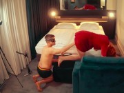 Facefuck Orgasm and Screaming DoggyStyle | Big Ass Ginger in Red Dress 1/16