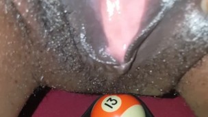 Creamy fat tight pussy spread Open wide on pool table