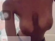 Sexy Ebony Teen with Big Tits Gives Live Solo Bubble Bath Show on SnapChat