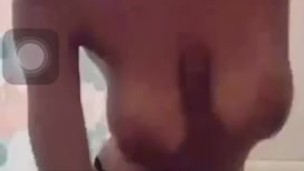 Sexy Ebony Teen with Big Tits Gives Live Solo Bubble Bath Show on SnapChat