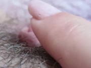 Extreme close up on my hairy big clit pussy