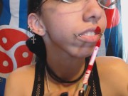 Applying Bright Red Lipstick and GF Lovey Sweet Talking 6/16