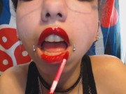 Applying Bright Red Lipstick and GF Lovey Sweet Talking 7/16