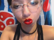 Applying Bright Red Lipstick and GF Lovey Sweet Talking 8/16