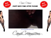 Pissing Hairy Ebony BBW Over Toilet Before Bathtub Soapy Wash - Cami Creams 5/16