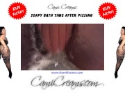 Pissing Hairy Ebony BBW Over Toilet Before Bathtub Soapy Wash - Cami Creams 7/16