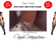 Pissing Hairy Ebony BBW Over Toilet Before Bathtub Soapy Wash - Cami Creams 9/16