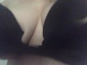 Curvy blonde in black bra and thong 5/16