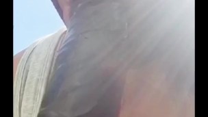 Masked Ebony BBW smoking, sucking & playing with in garden