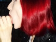 First time public sloppy blowjob, deepthroat, swallows cum 3/16