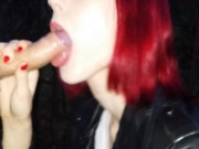 First time public sloppy blowjob, deepthroat, swallows cum 5/16