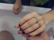 Close up of wife spying on friend in shower and sucking swallows cum 15/16