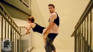 Horny Couple Fucking in the Stairwell