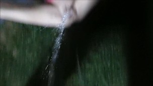 first night wet games outside pee pissing battle pussy and cock pov