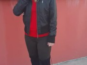 Non-nude public outdoor smoking video. Goddess wears high heeled boots.
