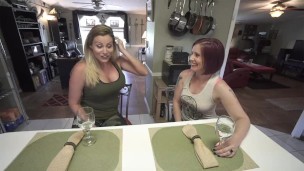Horny Cheating Blonde & Redhead MILF's Naked Pizza Challenge Dare Part 1