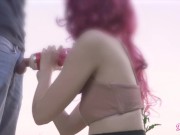 Blowjob and fuck doggy style in public park and fleshlight toy handjob 15/16