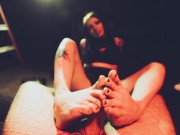 Teasin with my tootsies: sissy sub footjob tease 3/16