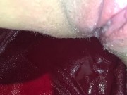 Close up pussy pumping squirt all over