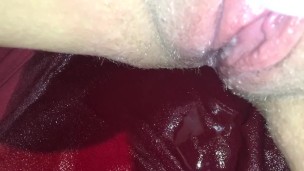 Close up pussy pumping squirt all over