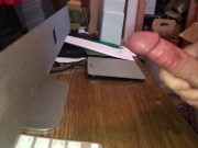 slow motion cumshot on desk