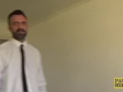 Tattooed plumper dominated and fed with dom spunk 7/16