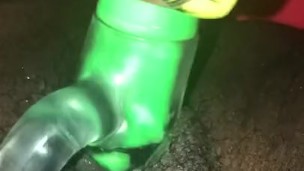 Super wett pussy takes on dildo
