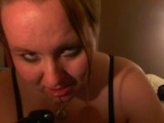 Sexy Sloppy Gagging Blowjob with a toy 10/16