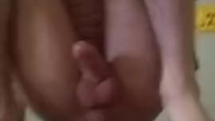 Riding and dripping from large bad dragon dildo