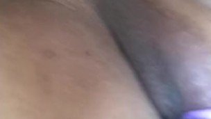 Chubby sissy in chastity riding a dildo