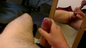Guy Edging His Cock To Huge Cumshot