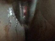 Black Girl plays with pussy and Squirts