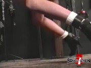 Dyke femdom spanks and whips her restrained submissive 16/16